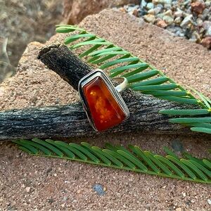 Baltic Amber & Silver Ring